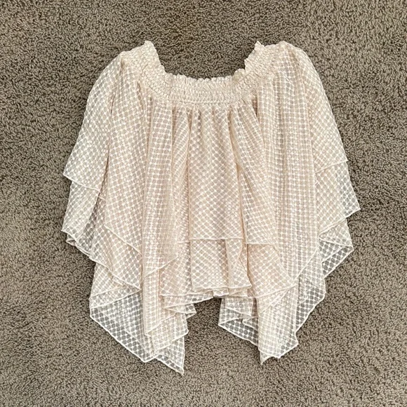 Free People Cream Asymmetrical Ruffled Skirt - Picture 1 of 1